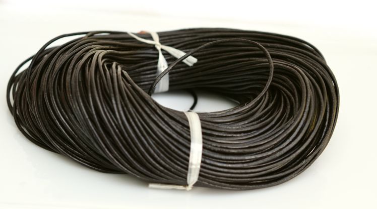Кожаный шнур, 2 мм, темно-коричневый, 100 м