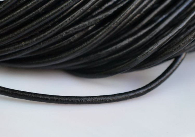 Кожаный шнур, 3 мм, черный, 100 м