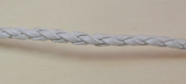 Шнур плетенный ПУ, 3 мм, белый, 1 м