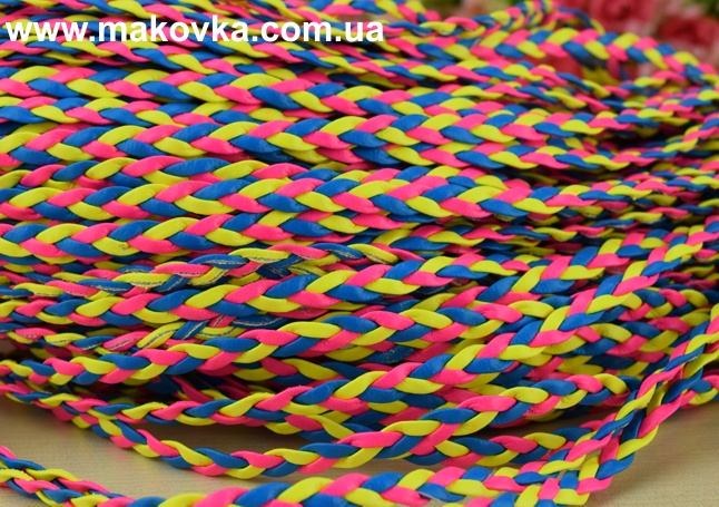 Шнур плетенный КОСИЧКА 6,5х2мм, разноцветный, 1 м