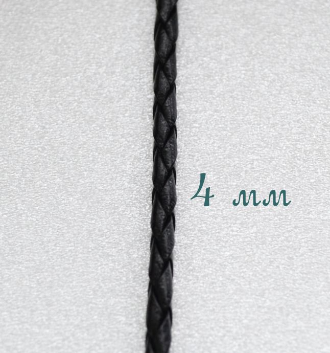 Шнур плетенный ПУ, 4 мм, черный, 1 м