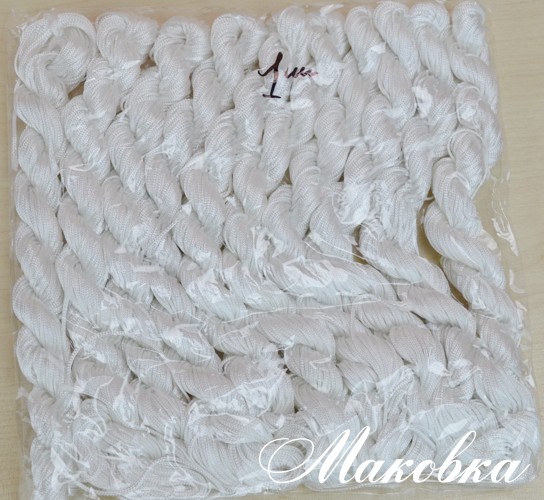 Шнур для плетения макраме 1 мм, белый, набор 10 шт