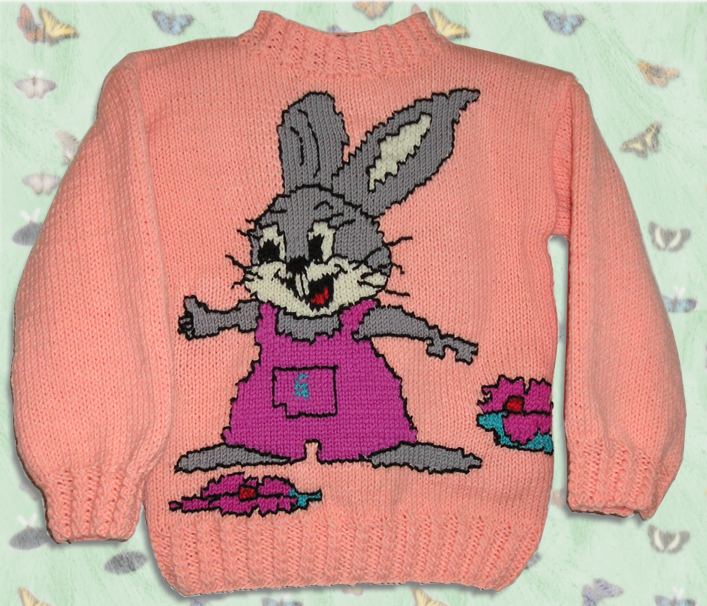 свитер с зайчиком для девочки