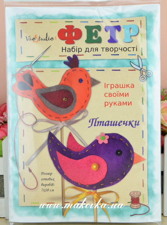 Птички на палочках 201240 VAOSTUDIO набор для творчества ФЕТР, игрушка своими руками
