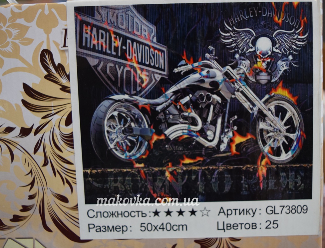 Картина стразами GА73809 Harley-Davidson, набор 188583 Діамантові ручки