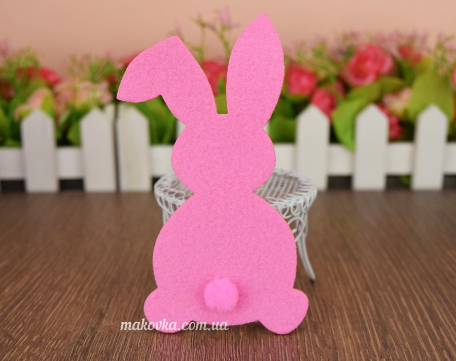Декор из фетра Кролик с хвостиком, розовый, 1 шт