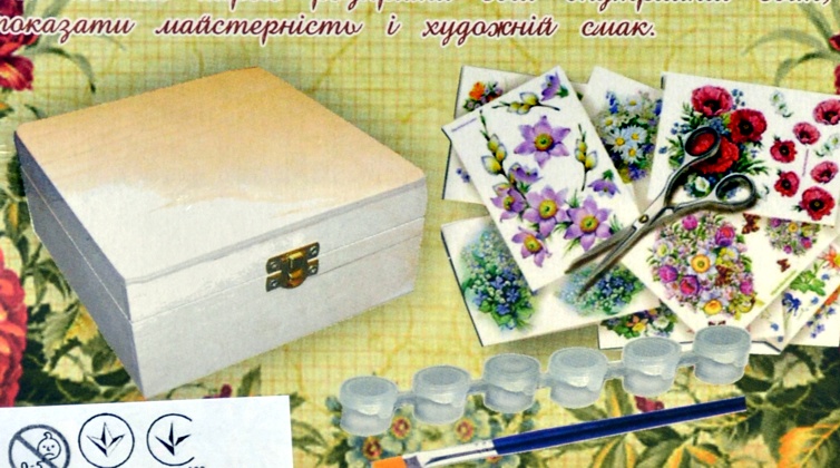Набор для декупажа Шкатулка Маков цвет, Идейка, 94500