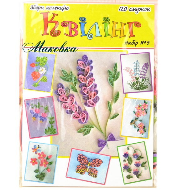 Квиллинг. Набор цветной бумаги №5 (120 полосок) розово-сиреневые цветы