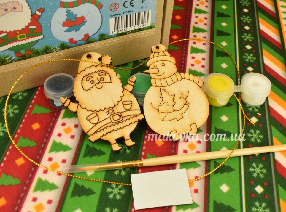 Набор для росписи Новогодние игрушки (снеговик и Санта) РД-002-1 УМНЯШКА