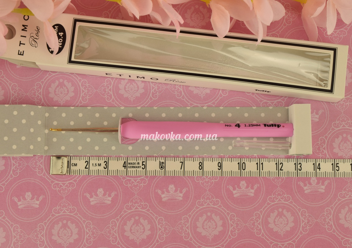 Крючок Tulip Etimo Rose стальной TEL-04e мягкая ручка розовая №4 (1.25 мм)