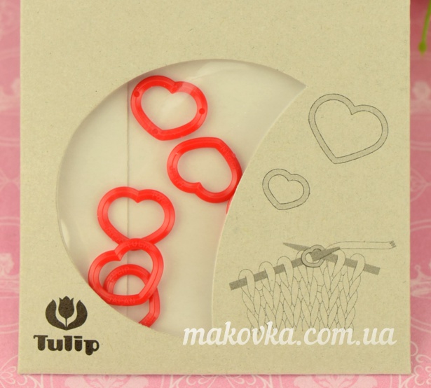 Маркеры петель Tulip Сердечки, размер М красные, 7 шт, АС-006е