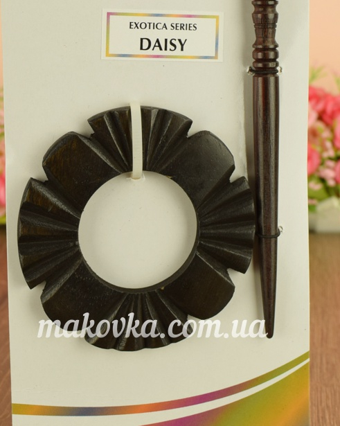 Заколка для шали Daisy Shawl Pins KnitPro 20860 круг, из дерева, темно-коричневая