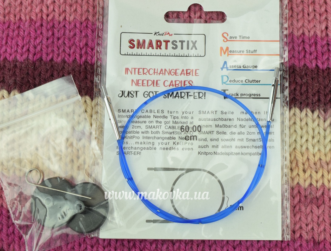 42173 Кабель 35см для cоздання круговых спиц 60см  SmartStix KnitPro  рожевий