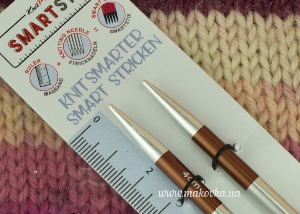 42148 в'язальні шпиці зємні укорочені 5,5 мм  SmartStix KnitPro коричневі