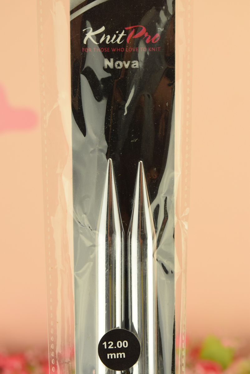 Вязальные прямые спицы 10227 Nova Metal STNs KnitPro, длина 35 см, №12 мм металлические