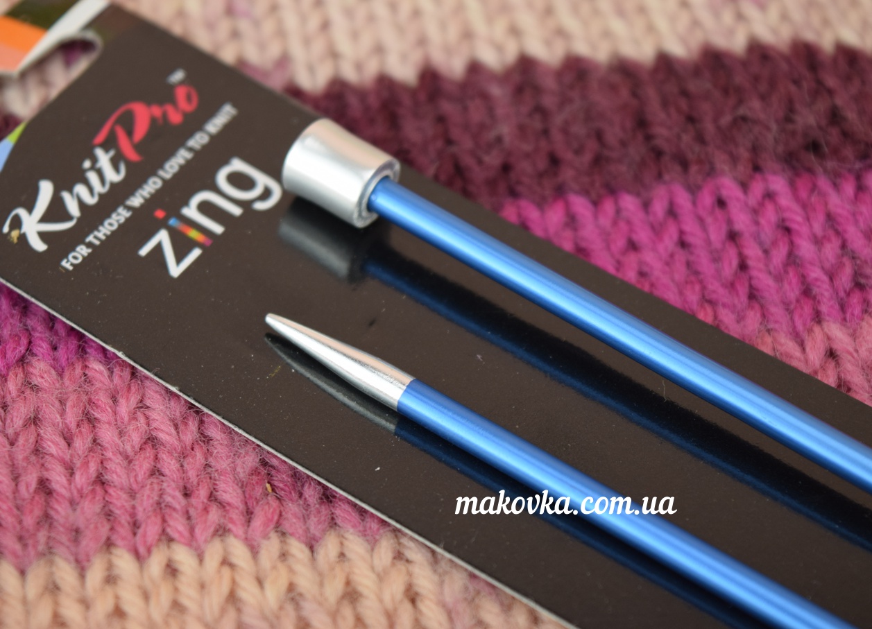 Вязальные прямые спицы Zing KnitPro 47329 алюминиевые с фиксатором, длина 40 см, №4 мм