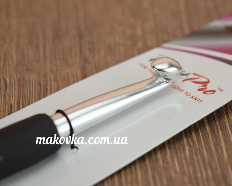 Крючок для вязания  KnitPro 8 мм, алюминиевый 13см, не скользящая черная ручка Soft Grip 30889