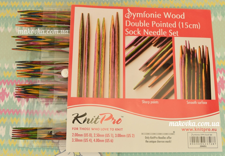 Набор носочных спиц 20651 Symfonie DPN 15см Sock set KnitPro (2, 2,5, 3, 3,5, 4мм)