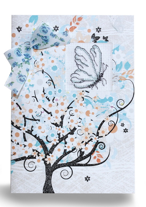 Набор для создания открытки (S) F-11 вышивка Бабочка (Love Story, дерево), Лука-С