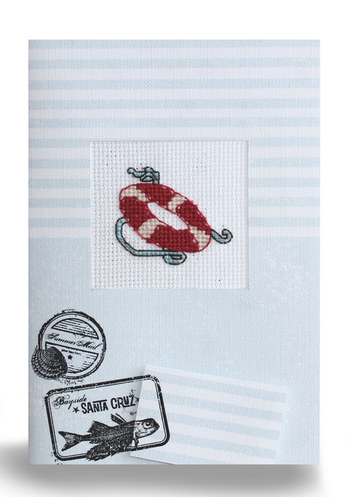 Набор для создания открытки (S) F-8 вышивка Спасательный круг (морская), Лука-С