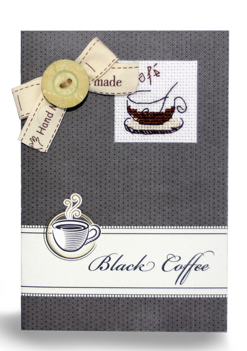 Набор для создания открытки (S) Р-13 вышивка Чашка кофе Black Coffe, Лука-С