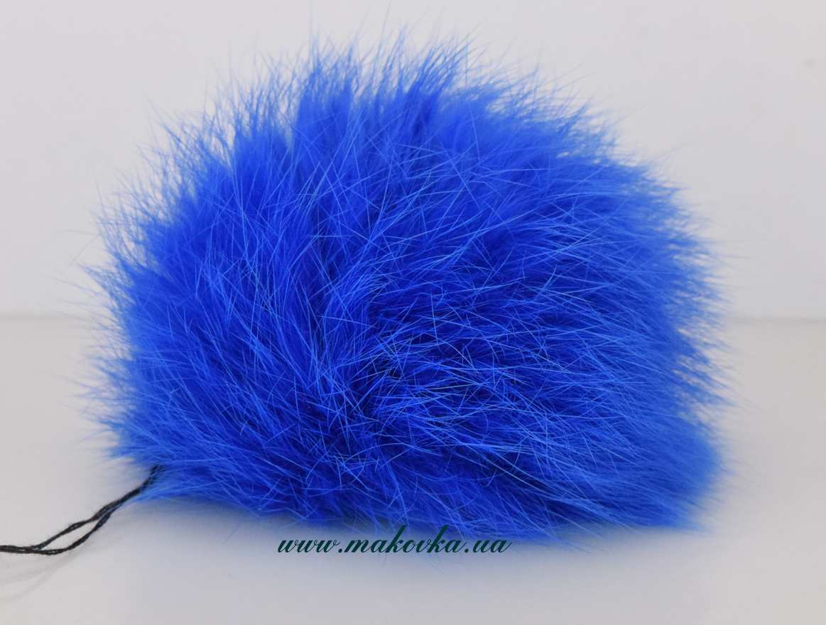 Помпон из меха кролика, окрашенный Синий ультрамарин, 1 шт