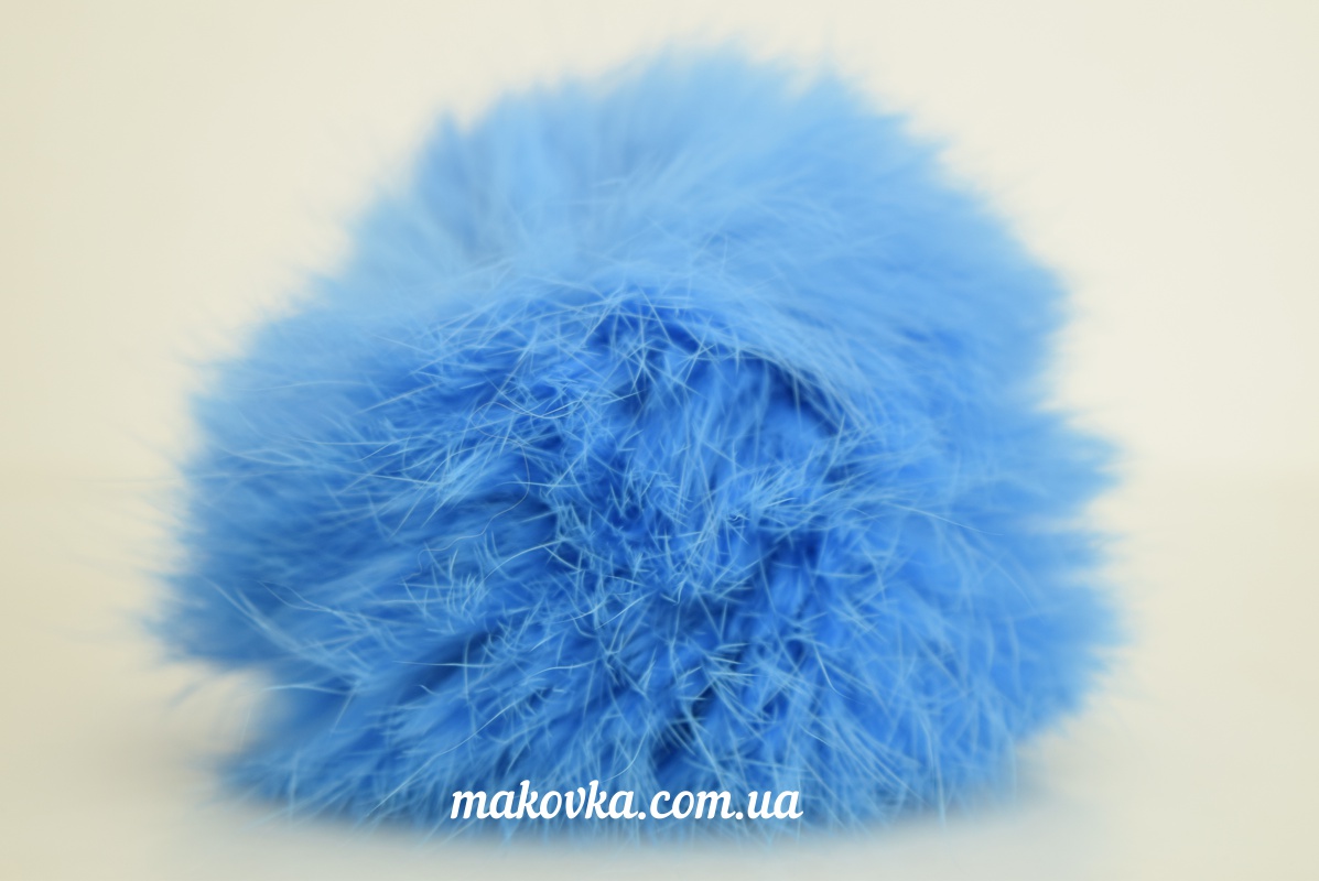Помпон из меха кролика, окрашенный Светло-синий, 1 шт