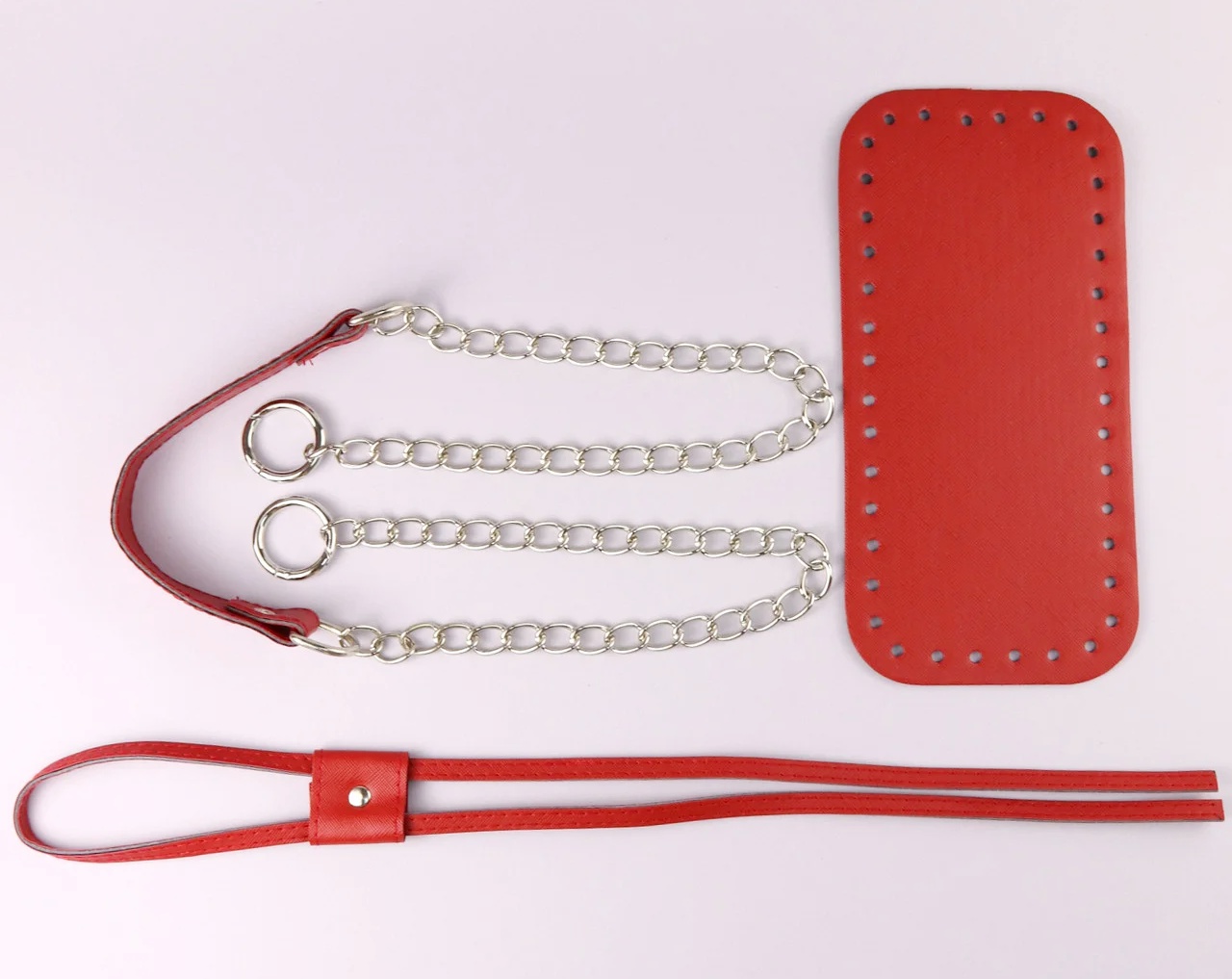 Набор для сумки-торбы, экокожа цвет Красный, ручка на цепочке, затяжка, 74508 ТрК