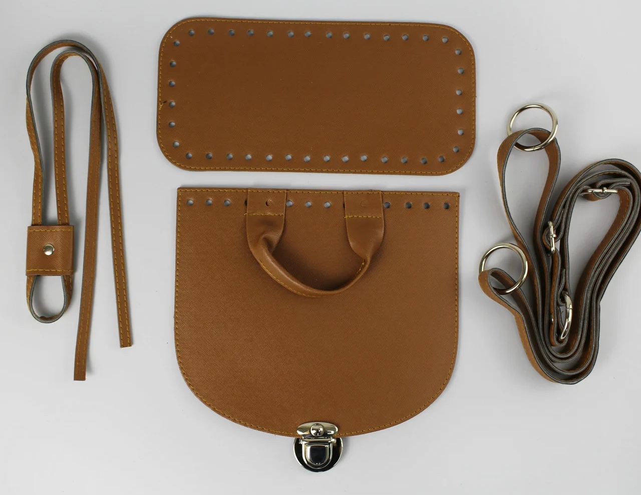 Набор для рюкзака, экокожа цвет Браун с Серебристой фурнитурой (5 позиций) 73105 ТрК