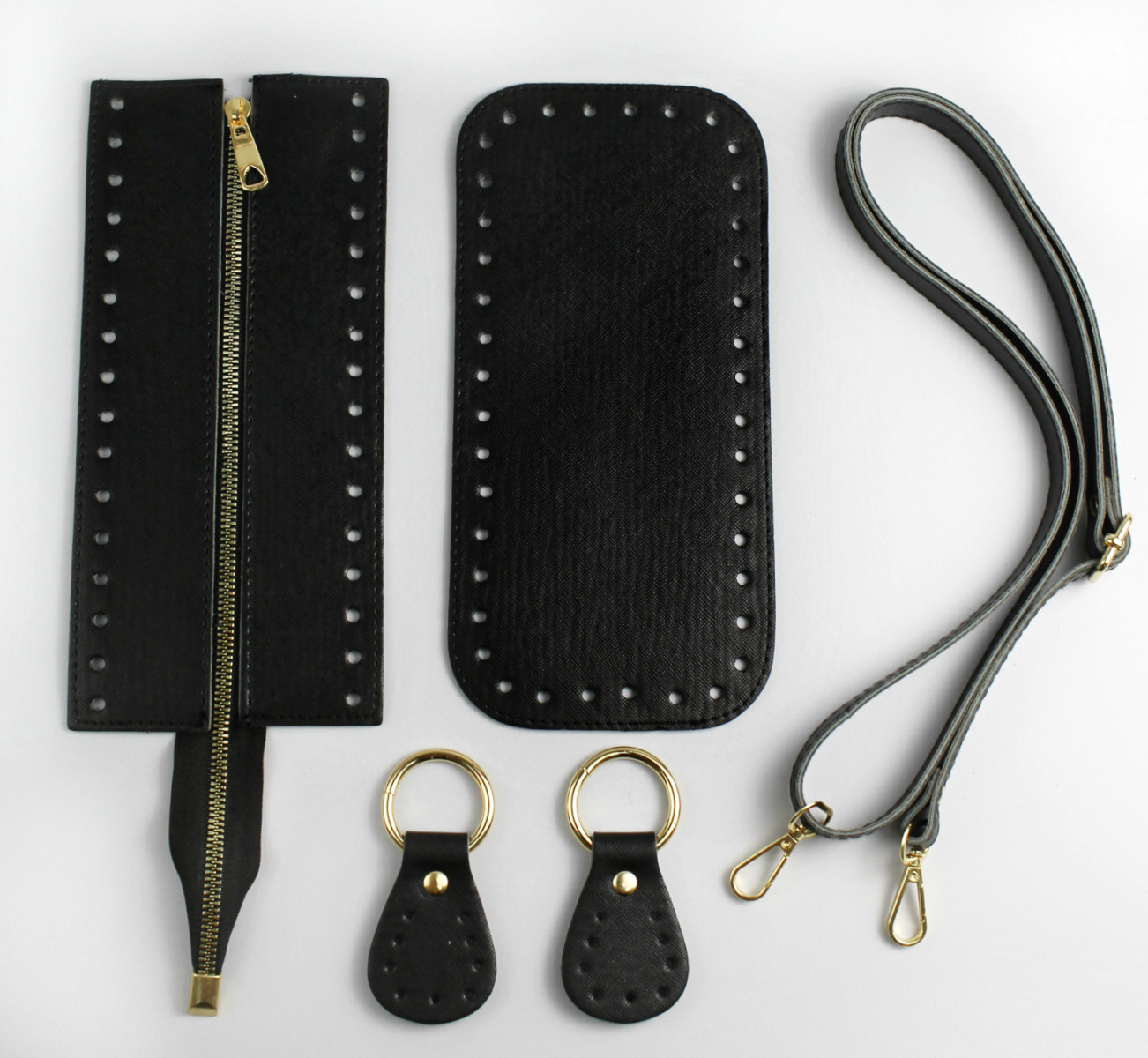 Набор для сумки (верх на молнии), экокожа цвет Чёрный, регулируемая ручка, 74318 ТрК