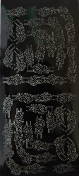 Контурные стикеры черные черные Цветочные бордюры, 10х23 см, 1.2163, JEJE
