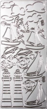 Контурные стикеры Морская тема, серебро SCB1502881, ScrapBerrys