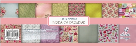 Набор дизайнерской бумаги Райские птицы, 9 л, 30,5х30,5 см Scrap Berrys SCB220606300