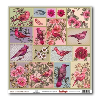 Набор дизайнерской бумаги Райские птицы, 9 л, 30,5х30,5 см Scrap Berrys SCB220606300
