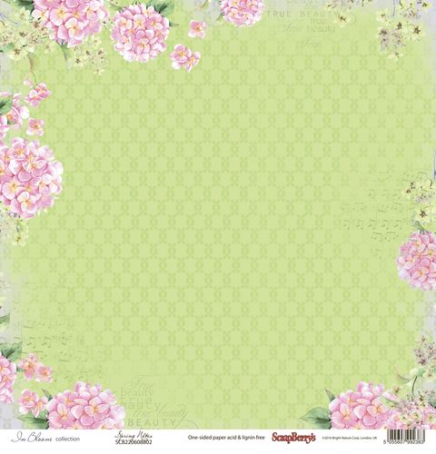 Набор скрап-бумаги Цветущий сад, 30,5х30,5 см, 12 л, Scrap Berrys SCB220608800B