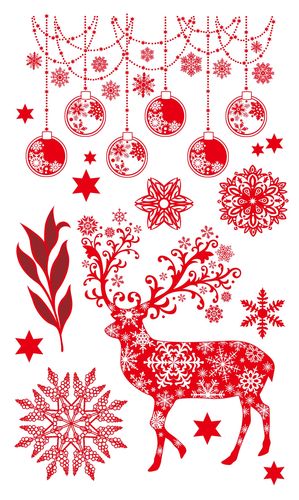 Набор новогодних натирок 12х20 см Новогодние узоры, красные, Scrap Berrys SCB22062062
