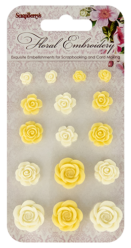 Набор объемных полимерных цветочков Цветочная вышиванка-2, Scrap Berrys SCB25002022