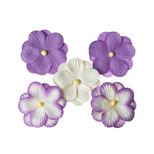 Набор двойных цветов из шелковичной бумаги, 5 штук, фиолетовый SCB300404