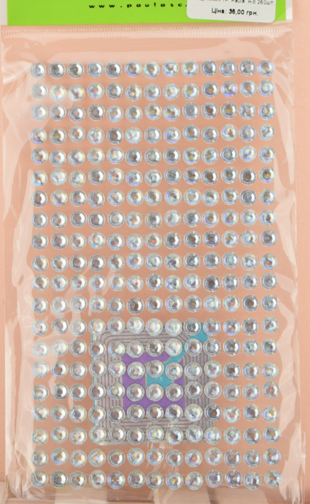 Клеевые камушки Круглые с гранями, 6 мм, цвет белый ПЕРЛАМУТР, Paula, набор