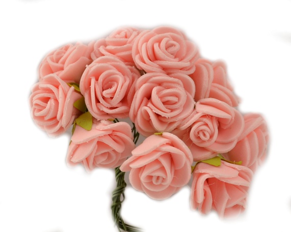 Розочки из фоамирана, 18-22 мм розовые, 12 шт/уп