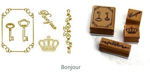 Набор винтажных штампов Bonjour, 4шт/уп, QL-0151