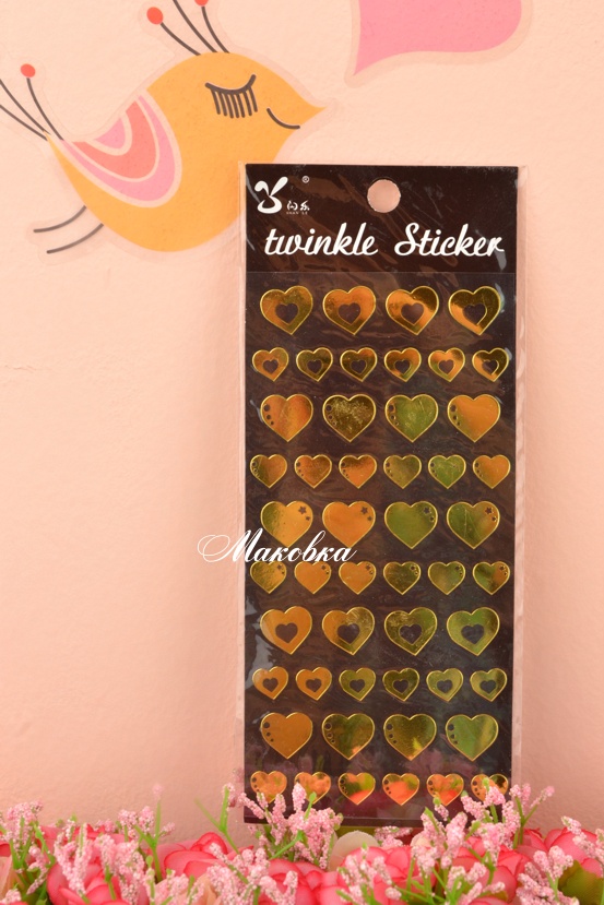 Стикеры (наклейки) Сердечки золотые Twinkle Sticker