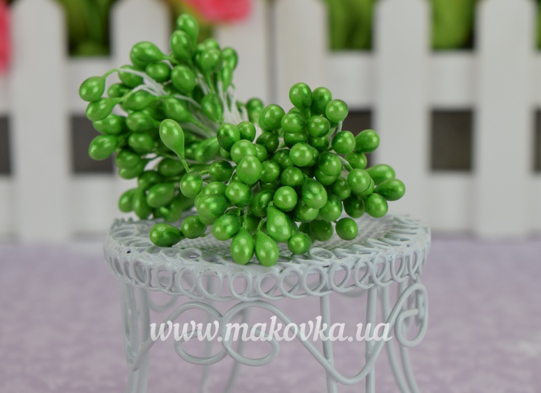 Тычинки декоративные Крупный шарик , ярко-зеленые, 1 пучок