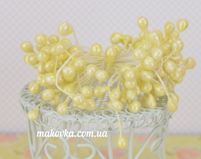 Тычинки декоративные  Крупный шарик, ванильный желтый, 1 пучок
