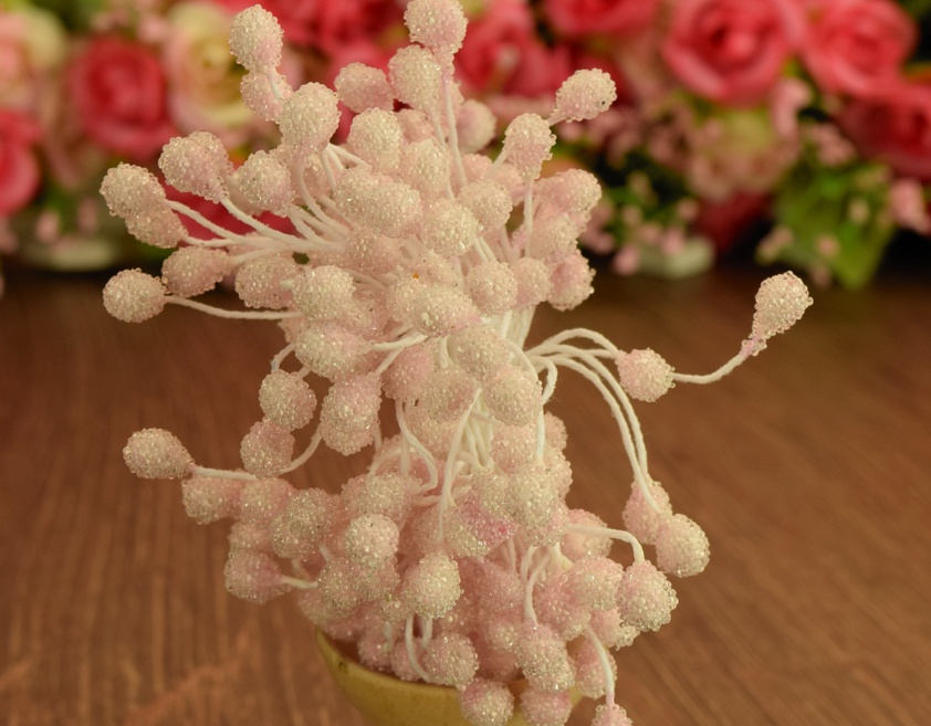 Тычинки декоративные В САХАРЕ 1 пучок, бледно-розовые