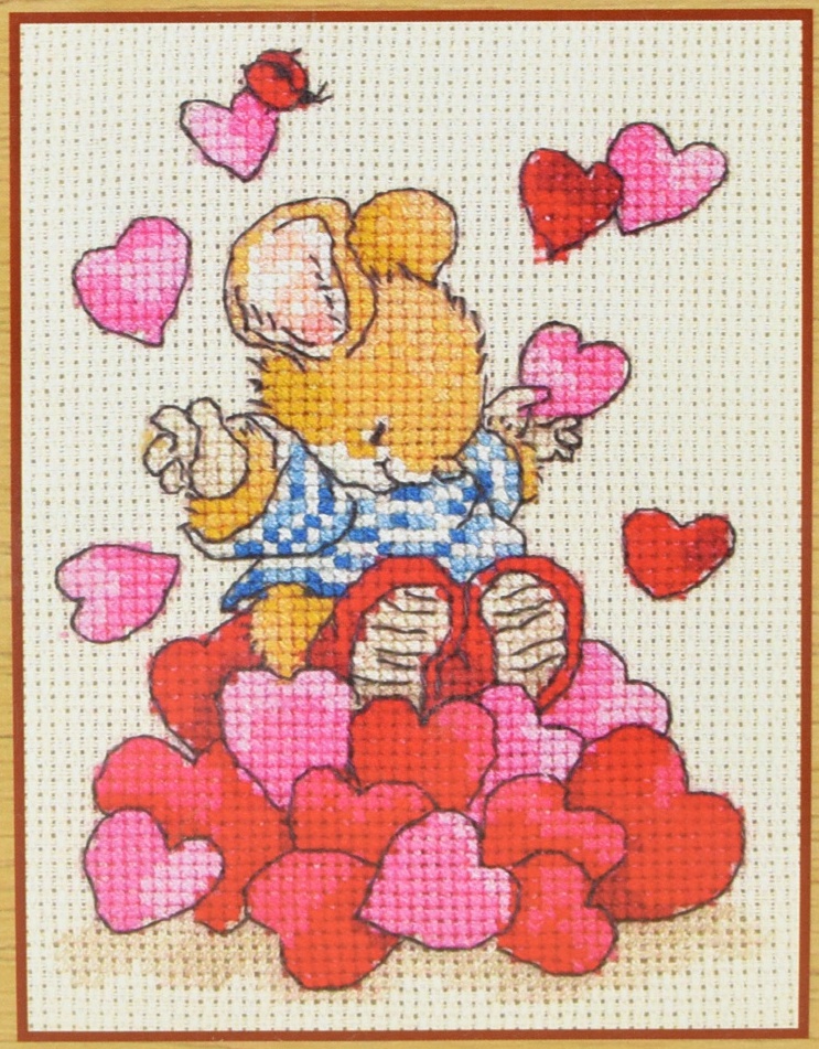 Набор для вышивания нитками СТМ0109 Том с сердцами ANCHOR Анхор