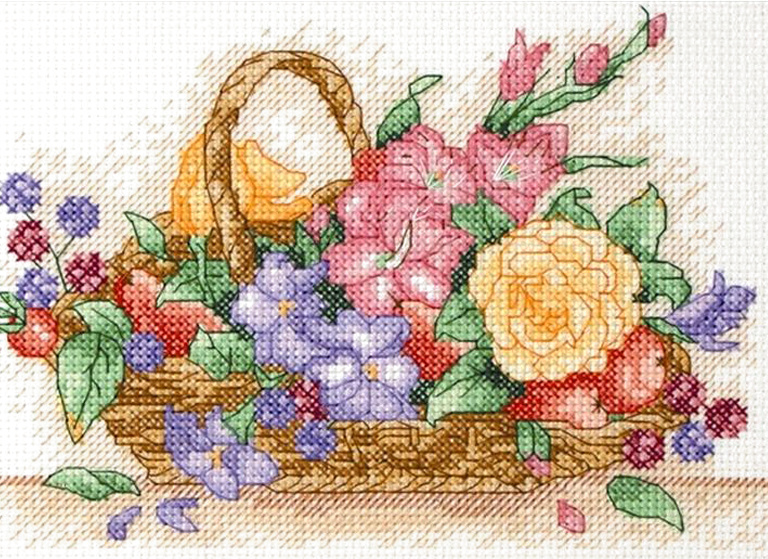 Набор для вышивания нитками AK117 Цветочная корзина (Floral Basket) ANCHOR