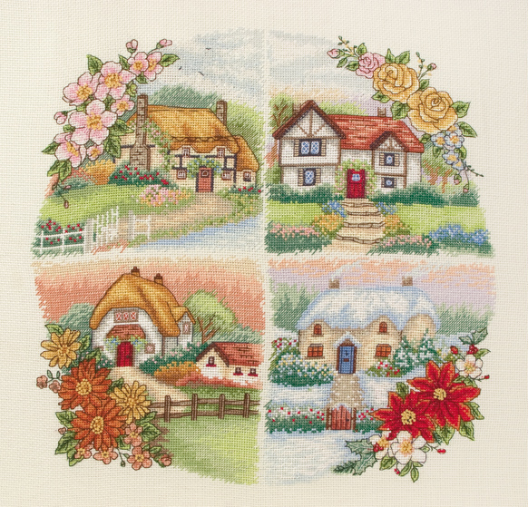 Набор для вышивания нитками PCE750 Коттеджи всех сезонов (Seasonal Cottages) 
