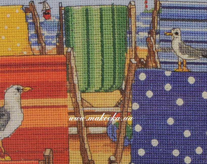 Набор для вышивания нитками PCE767 Радужные шезлонги (Rainbow Deckchairs) ANCHOR