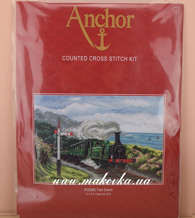 Набор для вышивания нитками PCE885 Сцена с поездом (Train Scene) ANCHOR